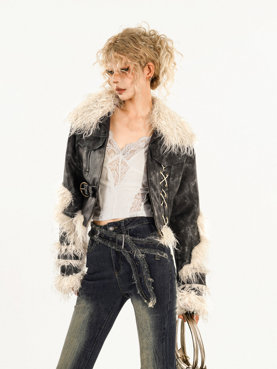 【25s Feb.】Faux Fur Leather Jacket