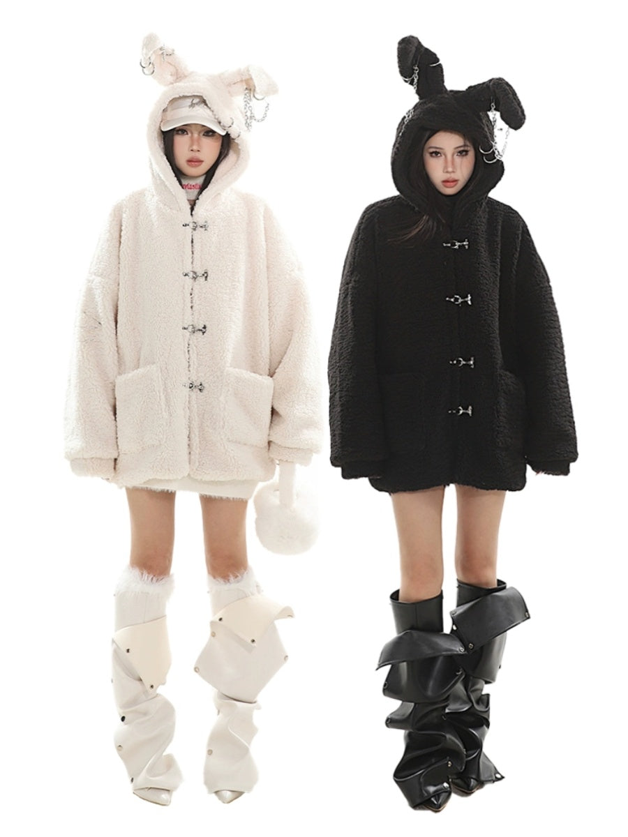 【23s December.】Cute Bunny Ears Hooded Sherpa Jacket ArtsKoreanMan