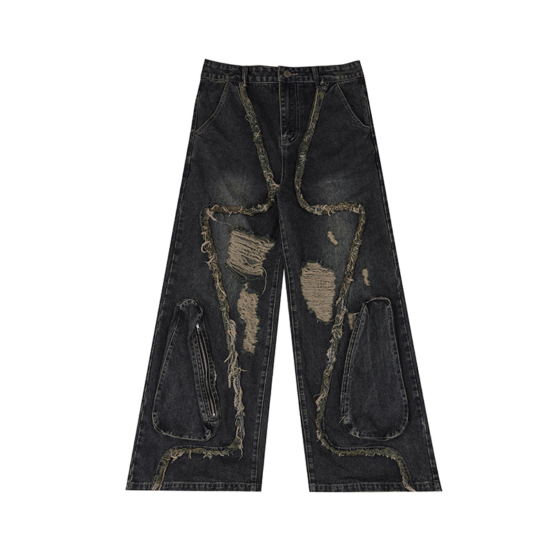 【24s May.】Deconstructed Fringed Ripped Jeans ArtsKoreanMan