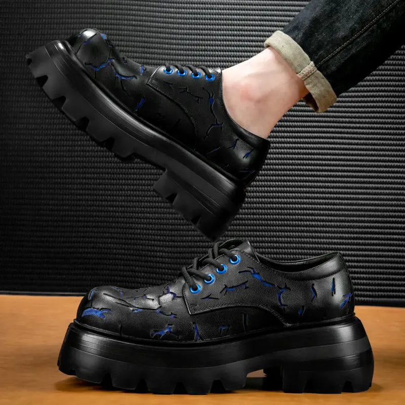 Burst Crack Platform Leather Shoes ArtsKoreanMan