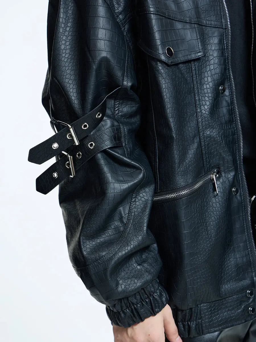 【23s September.】Loose Casual Retro PU Leather Jacket+ Leather Pants ArtsKoreanMan