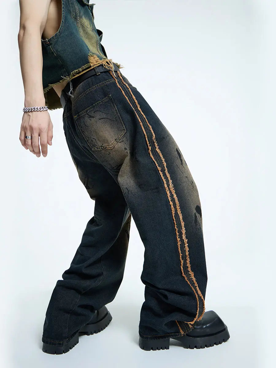 【23s September.】Tie Dye Vintage Frayed Jeans ArtsKoreanMan