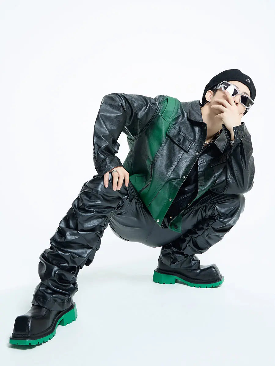【23s September.】Dyed PU Punk Jacket+ Leather Pants ArtsKoreanMan