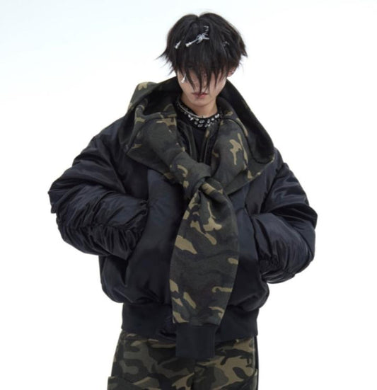 【24s Dec】Heavy Camouflage Hooded Patchwork Cotton Jacket ArtsKoreanMan