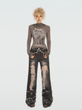 【24s Nov.】Wasteland Style Ripped Fringe Jeans ArtsKoreanMan