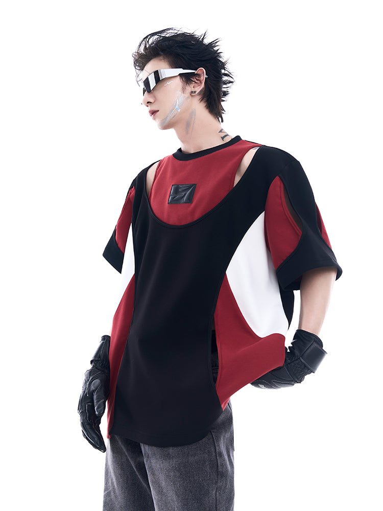 【24s Aug.】Deconstructed Double-layer Hollow Patchwork T-shirt