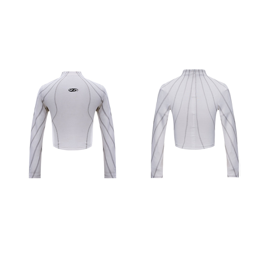 【24s Oct.】Topstitched Metallic Trim Slim-fit Turtleneck Top ArtsKoreanMan