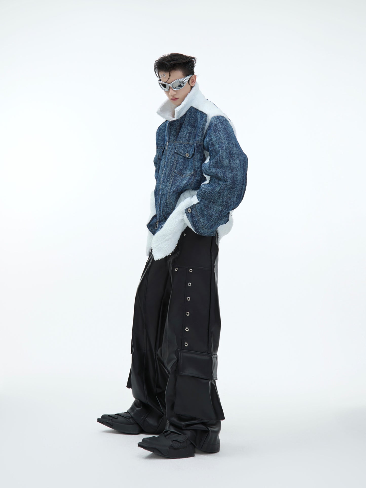 【24s Nov.】Lambskin Patchwork Denim Two-piece Jacket