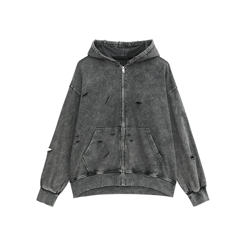 【24s March.】Destroyed Washed Distressed Hooded Cardigan Baggy Pants Suit ArtsKoreanMan