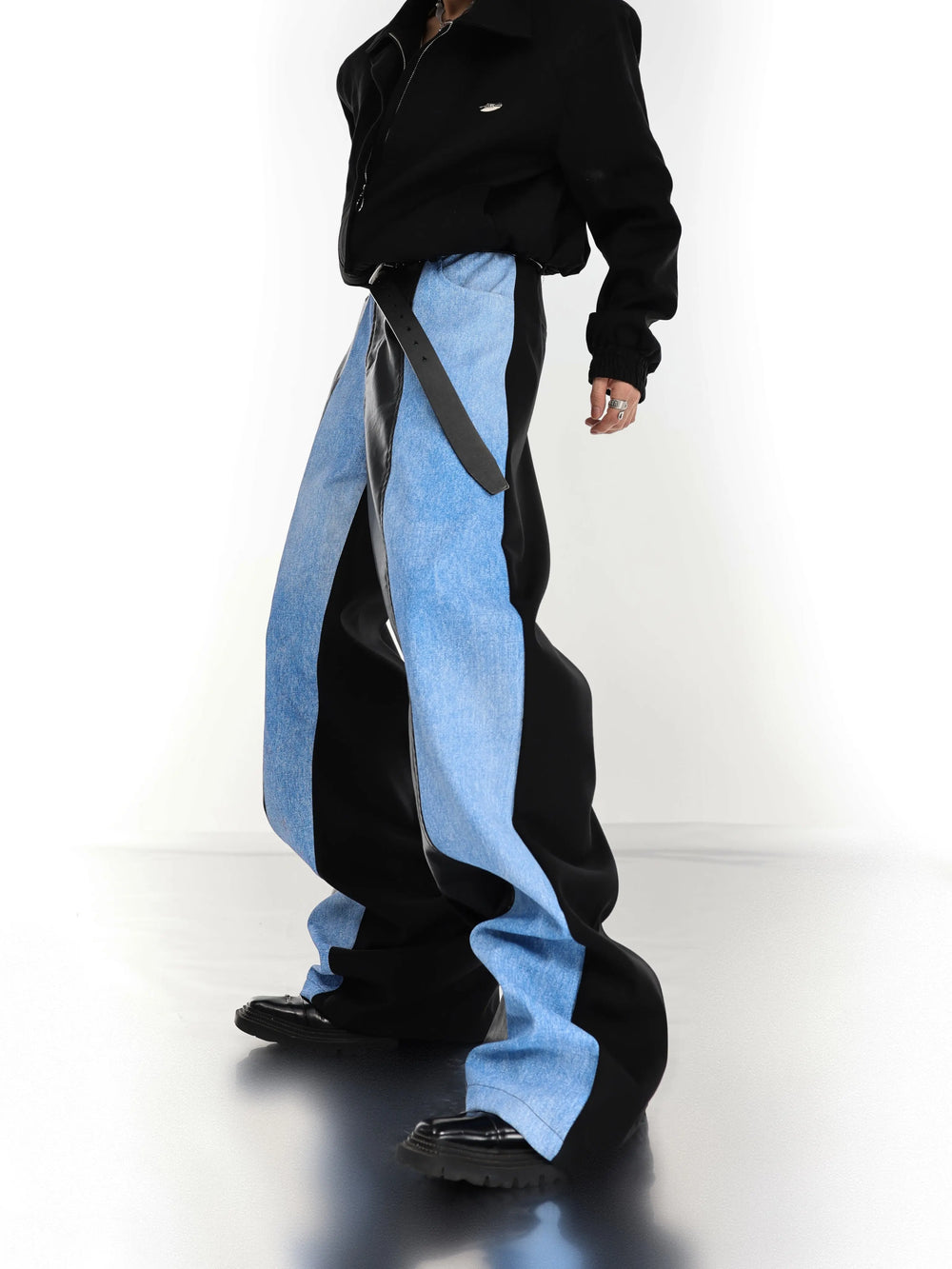 【23s July.】PU Leather Blue Black Trousers ArtsKoreanMan