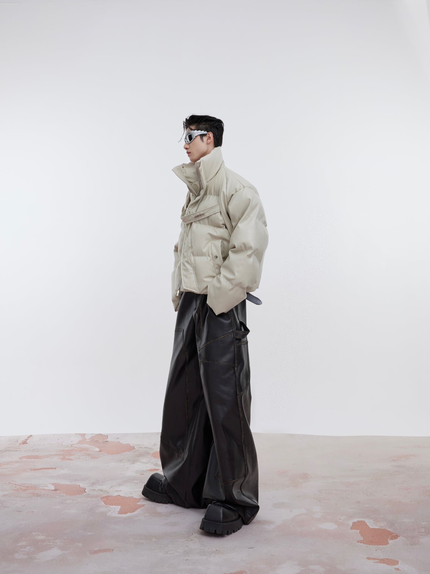 【23s October.】Niche Deconstructed PU Leather Thickened Cotton Jacket