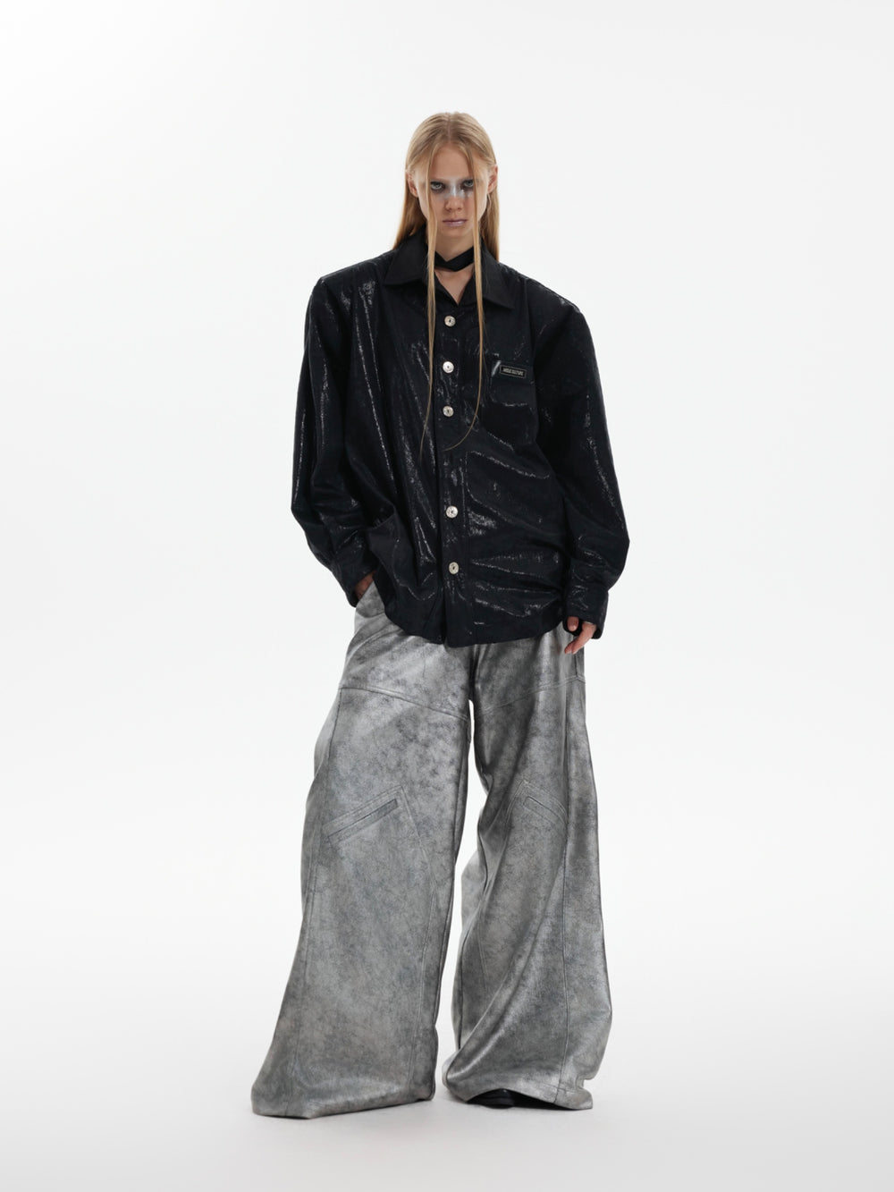 【24s Oct.】Liquid Texture Shiny Shoulder Pad Elegant Shirt ArtsKoreanMan