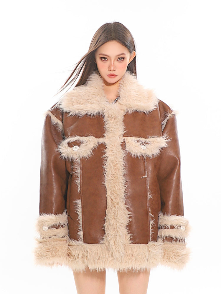 【24s Dec.】Thick Fur Coat with Spliced Fur ArtsKoreanMan