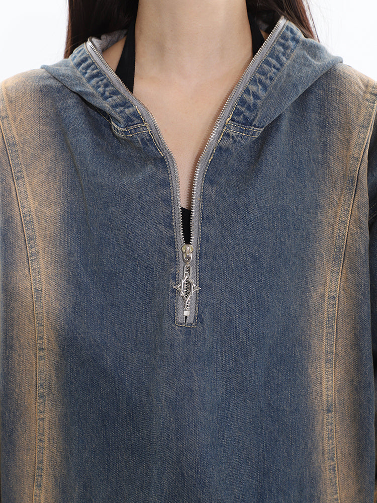 【25s Jan.】Vintage Washed Denim Distressed Hoodie