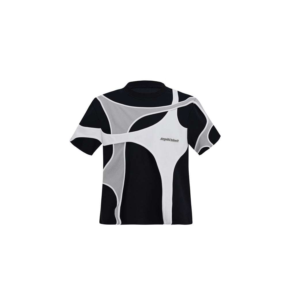 【24s April.】Double Layer Patchwork Design T-shirt ArtsKoreanMan