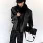 【25s Feb.】Large Fur Collar Leather Jacket