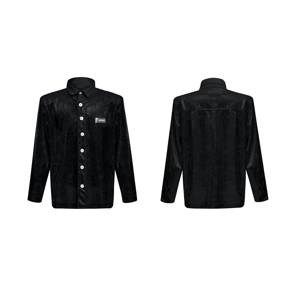 【24s Oct.】Liquid Texture Shiny Shoulder Pad Elegant Shirt ArtsKoreanMan