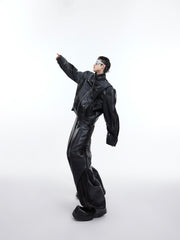 【24s February.】Deconstructed Motorcycle PU Leather Jacket ArtsKoreanMan