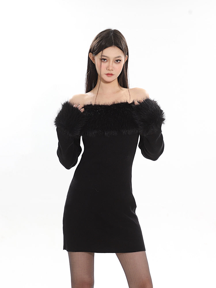 【23s December.】Hot Girl Furry Detachable Long Sleeve Dress