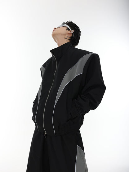 【23s August.】Reflective Stitching Jacket Sports Suit