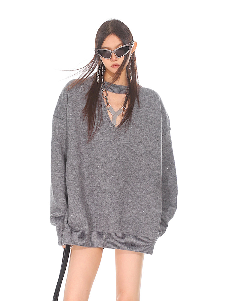 【24s Oct.】Diamond Hollow Loose Knit Sweater