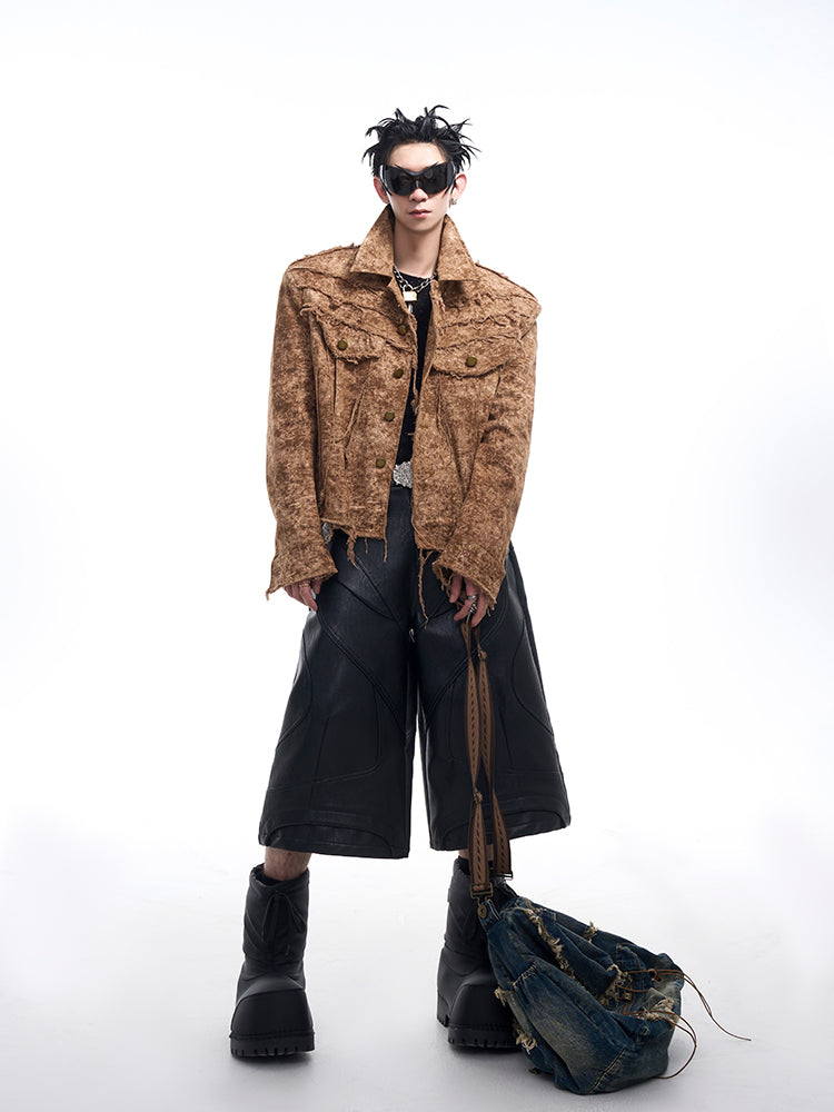 【24s Dec.】Desert Wasteland Style Raw Edged Denim Jacket ArtsKoreanMan