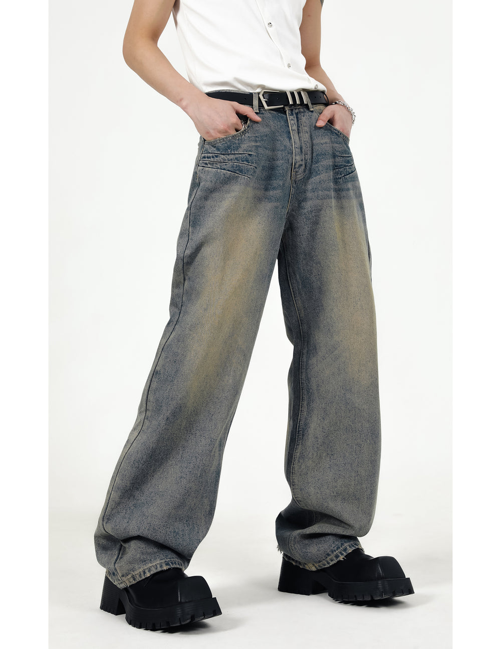 【24s Sep.】Retro Simple Padded Shoulder Denim Jacket Suit ArtsKoreanMan