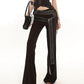 【24s May.】Hot Girl Rivet Flare Pants (Free Belt)