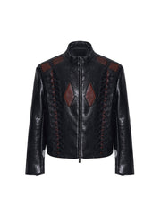 【24s Nov.】Niche Design Patchwork Pleated Motorcycle Leather Jacket ArtsKoreanMan