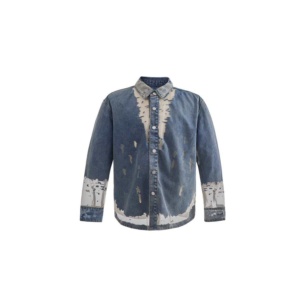 【24s April.】Mesh Hollow Design Denim Shirt ArtsKoreanMan