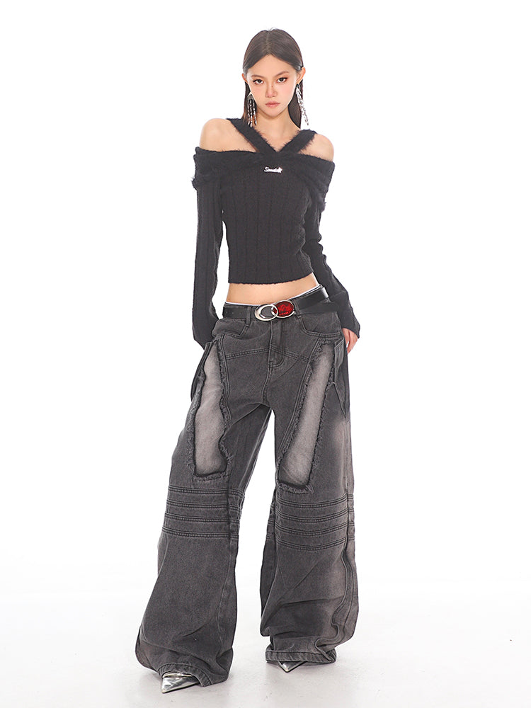 【24s Oct.】Sweet Cool Girl Off-Shoulder Slim-fitting Sweater ArtsKoreanMan