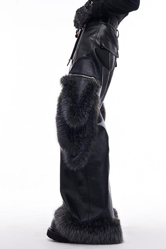 【24s Dec.】Removable Fur Patchwork PU Leather Pants ArtsKoreanMan