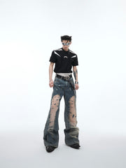 【24s April.】Mesh Hollow Retro Gradient Jeans ArtsKoreanMan