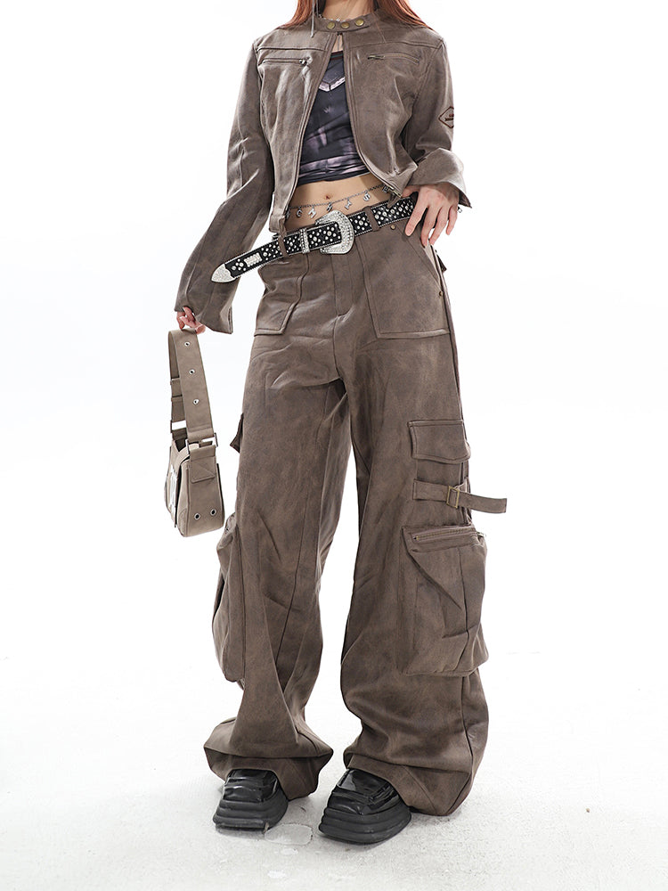 【24s January.】Retro Zipper Jacket + Pocket Pleated Overalls Suit ArtsKoreanMan