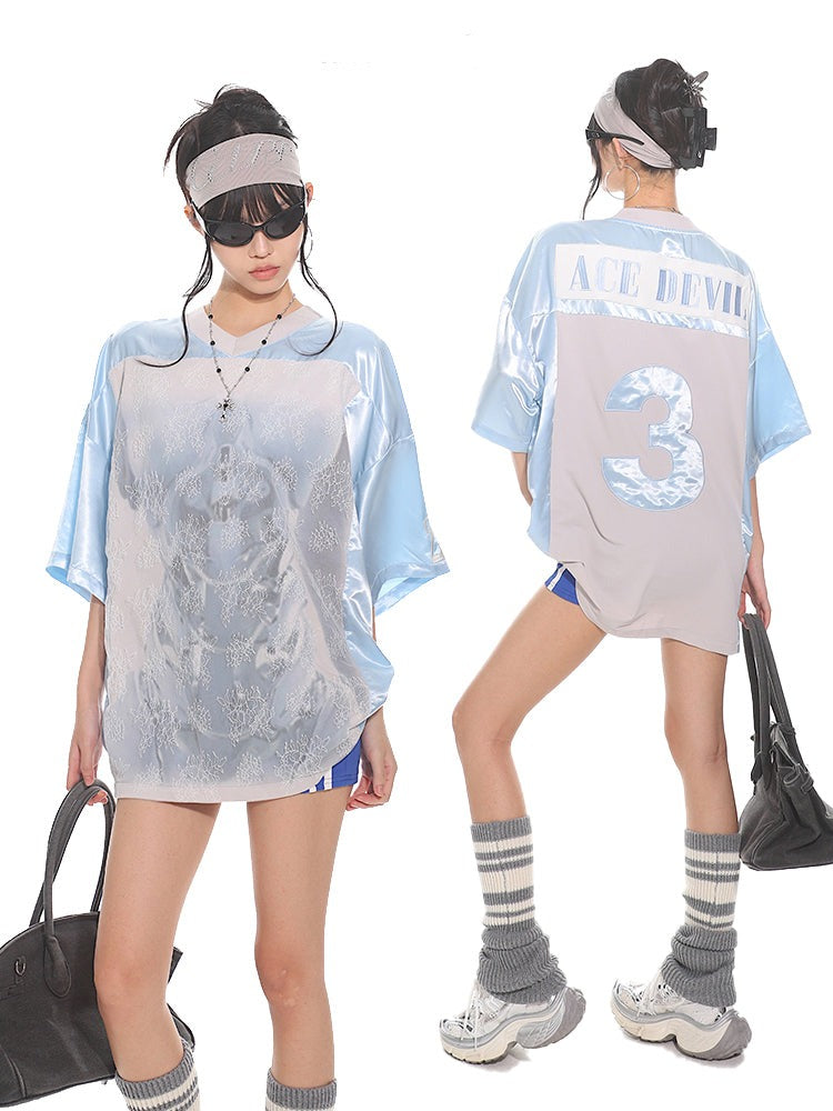 【24s July.】Printed Lace Jersey T-shirt