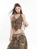 【24s April.】Sexy Leopard Print Halter Neck Halter Top ArtsKoreanMan