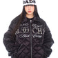 【24s Nov.】Pearl Lettering Diamond Pattern Padded Jacket