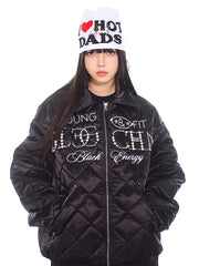【24s Nov.】Pearl Lettering Diamond Pattern Padded Jacket ArtsKoreanMan
