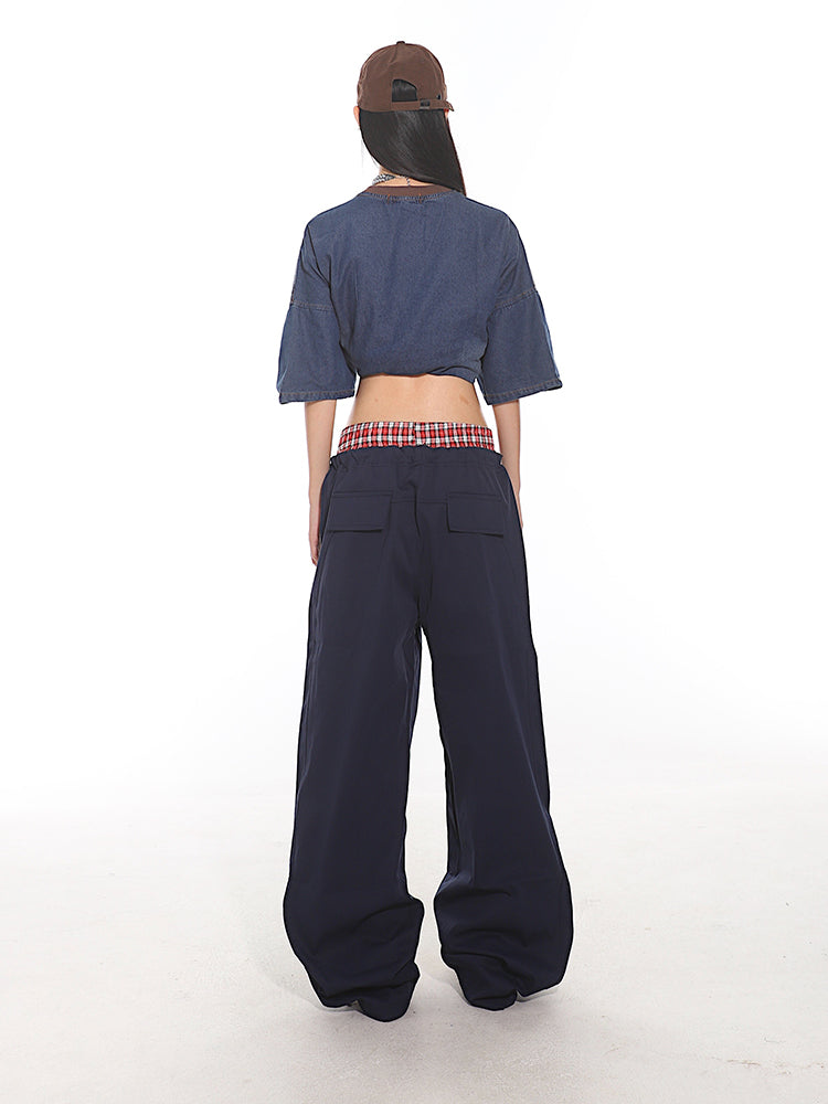 【24s July.】Hot Girl Plaid Stitching Casual Pants TrendyStyle101