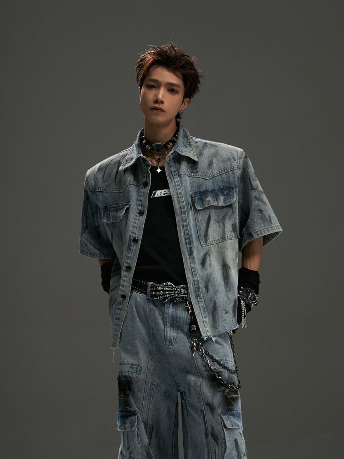 【24s July.】Hand-painted Trendy Denim Jacket and Pants