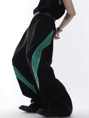 Zipper Contrast Color Stitching Trousers ArtsKoreanMan