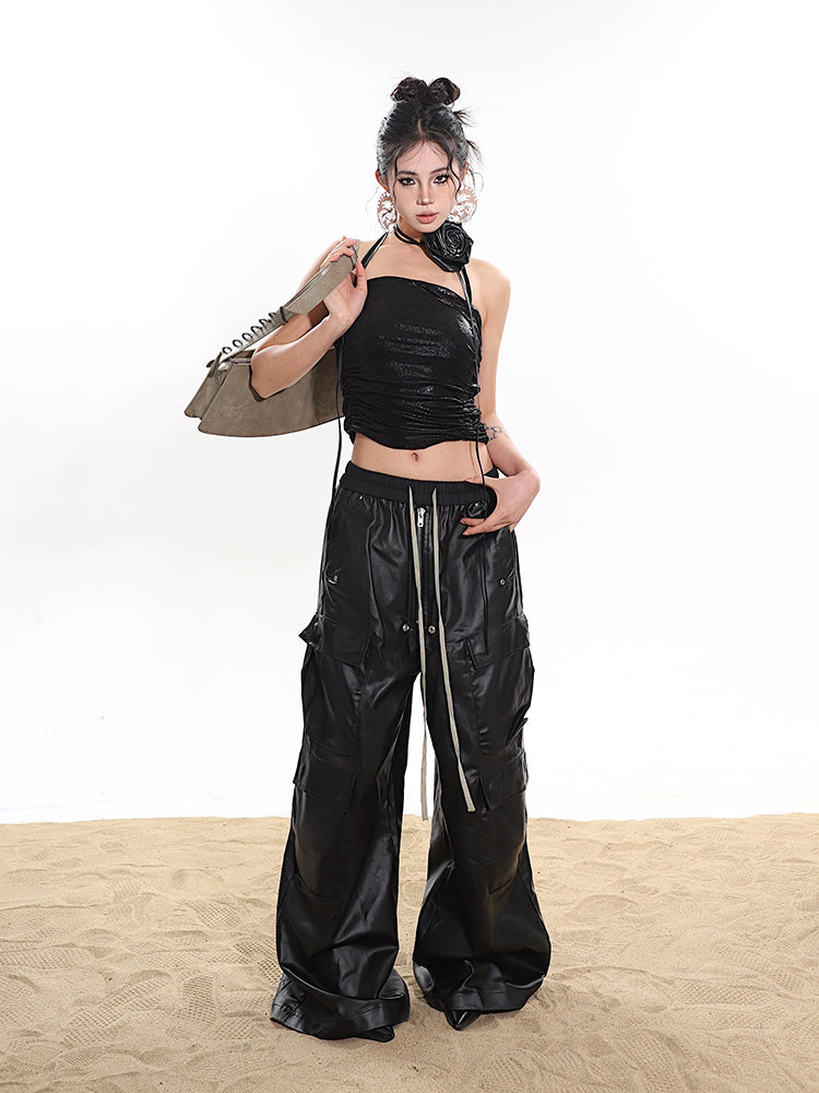 【24s January.】Coated Multi-pocket Wide-leg Street Cargo Pants ArtsKoreanMan