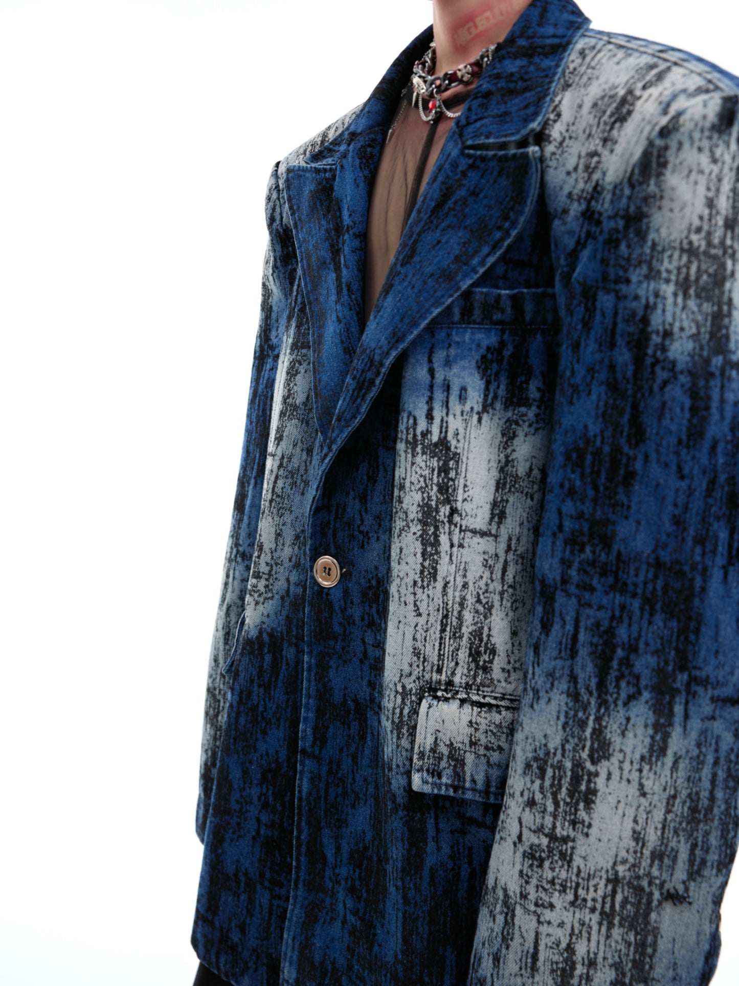 【24s Oct.】Tie-Dye Shoulder Denim Blazer