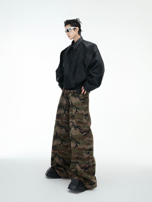 【25s Feb.】Retro Camouflage Wide Leg Cargo Pants