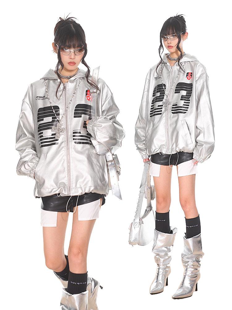 【24s Sep.】Vintage PU Leather Silver Hooded Baseball Jacket ArtsKoreanMan