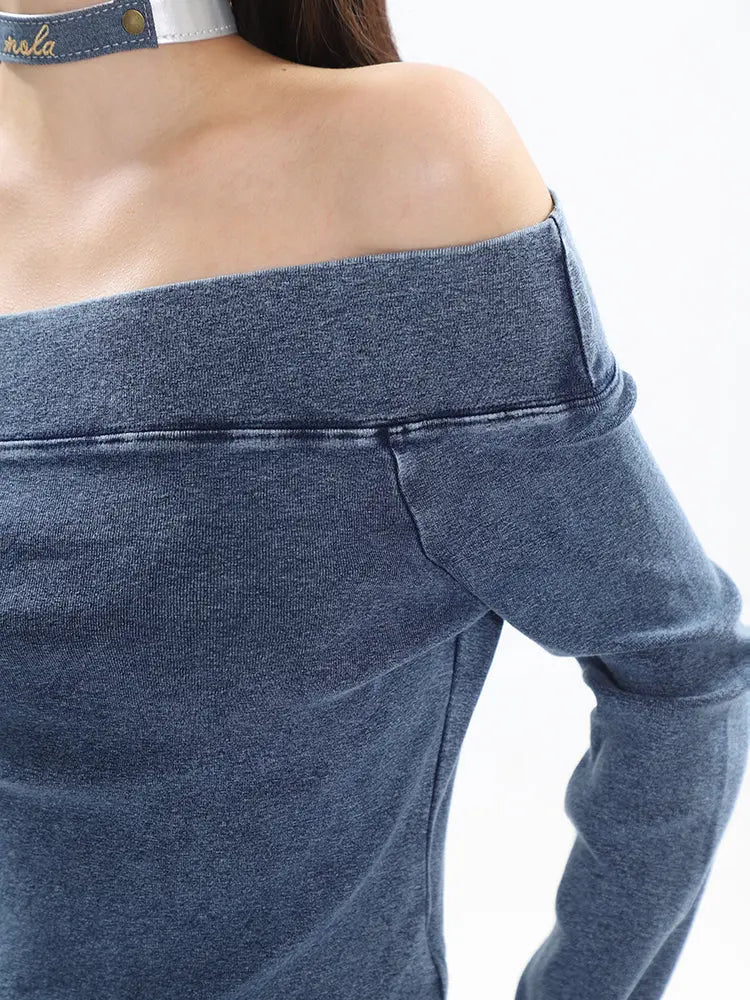 【23s September.】Vintage Denim Off Shoulder Shirt ArtsKoreanMan