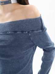 【23s September.】Vintage Denim Off Shoulder Shirt ArtsKoreanMan