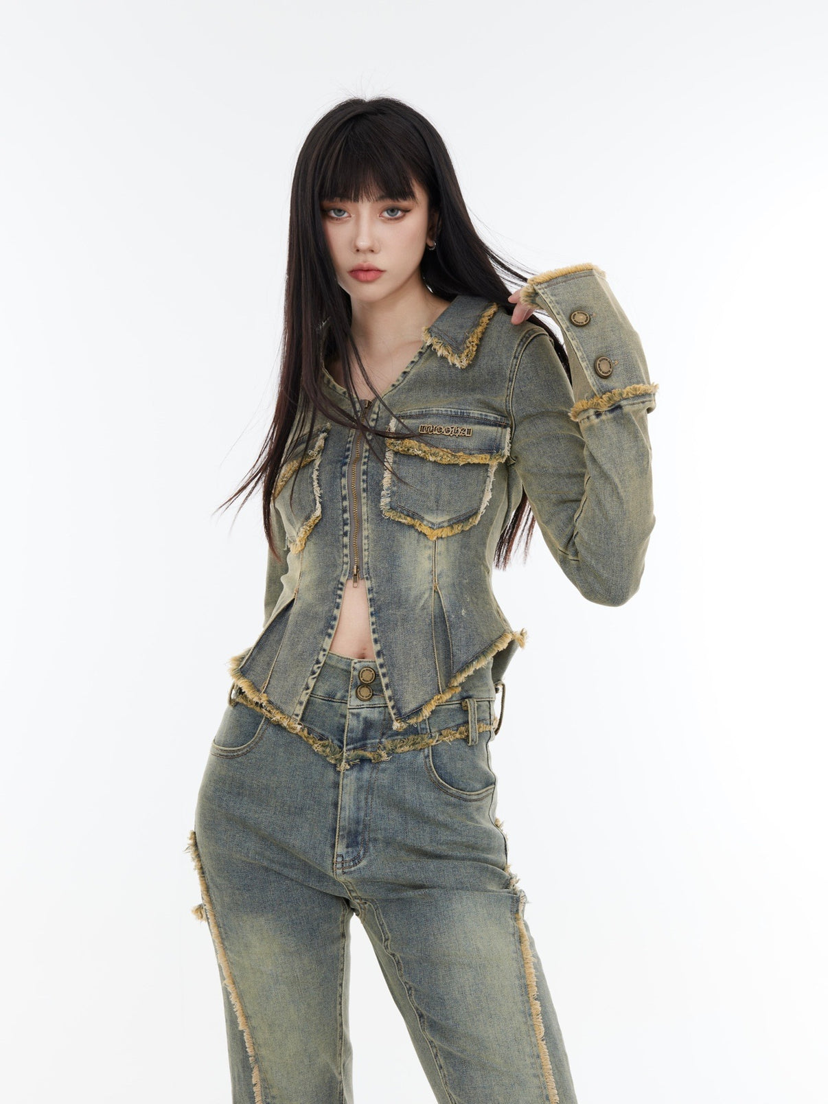 Flared Jeans with a Stylish Twist: Slits Denim Tops for Effortless Chic ...