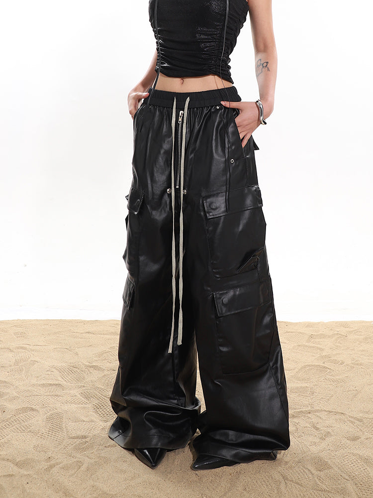 【24s January.】Coated Multi-pocket Wide-leg Street Cargo Pants ArtsKoreanMan