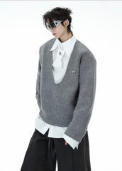 【25s Jan.】Shirt Mock Two Piece Stitching Sweater
